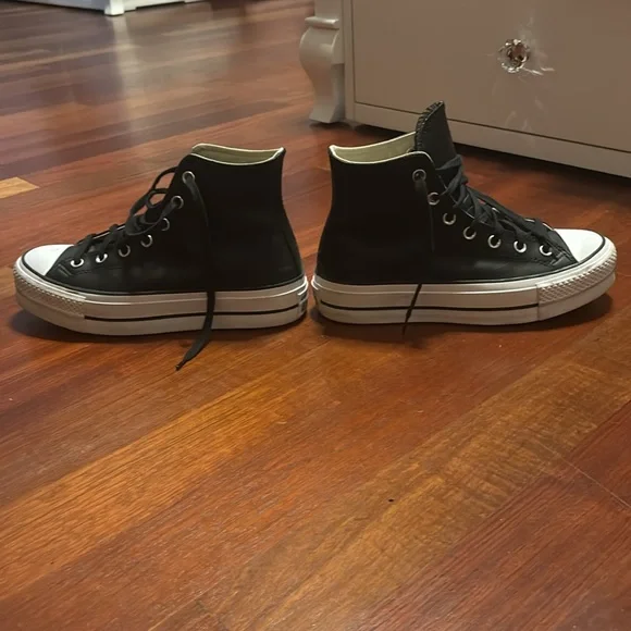 platform black leather high top converse - Picture 3 of 4